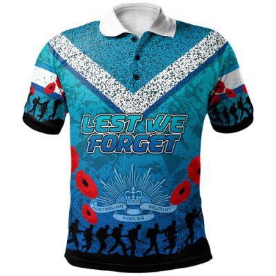 Cronulla-Sutherland Sharks Anzac Custom Polo Shirt - Blue Keeping the Spirit Alive Polo Shirt