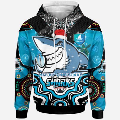Cronulla-Sutherland Sharks Christmas Hoodie - Custom Christmas Super Sharkies Indigenous Hoodie