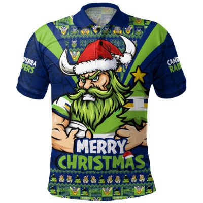 Canberra Raiders Polo Shirt Merry Christmas Festive Spirit Edition