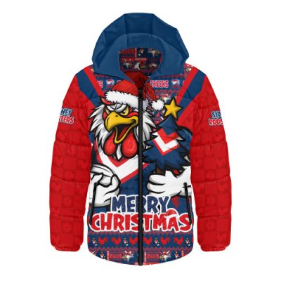 Sydney Roosters Hooded Padded Jacket Merry Christmas Festive Spirit Edition