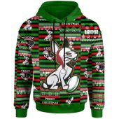 South Sydney Rabbitohs Hoodie - South Sydney Rabbitohs Merry Christmas Random Square Pattern Hoodie