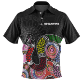 Australia Rainbow Serpent Aboriginal Custom Polo Shirt - Dreamtime Rainbow Serpent Featuring Dot Style Polo Shirt