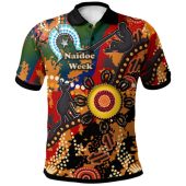 Australia Naidoc Week Polo Shirt - Custom Naidoc Aboriginal Inspired Dot Art Painting With Hunting "Get up, Stand up, Show up," Polo Shirt