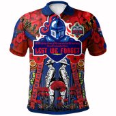 Newcastle Knights Anzac Watercolour Custom Polo Shirt - Newcastle Knights Anzac Day Commemoration Poppy Flower Polo Shirt