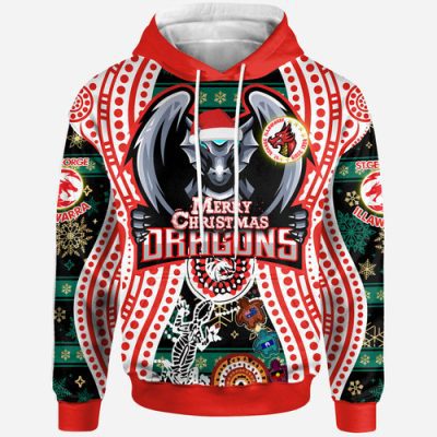 St. George Illawarra Dragons Christmas Hoodie - Custom Christmas Green Dragons Indigenous Hoodie