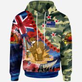 New Zealand Warriors Anzac Camouflage Curve Hoodie - Remembrance Anzac Day and the Dawn Service Hoodie
