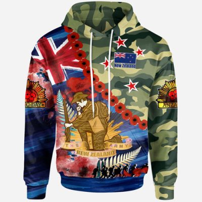 New Zealand Warriors Anzac Camouflage Curve Hoodie - Remembrance Anzac Day and the Dawn Service Hoodie