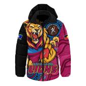 Brisbane Lions Hooded Padded Jacket Power Through Generations NAIDOC Edition