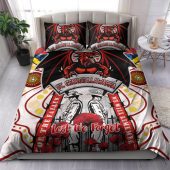 St. George Illawarra Dragons Anzac Day Watercolour Custom Bedding Set - Remembrance Dragons With Poppy Flower