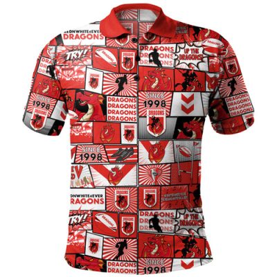 St. George Illawarra Dragons Polo Shirt - Team Of Us Die Hard Fan Supporters Comic Style