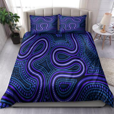 Australia Indigenous Bedding Set - Dot art connection concept Aboriginal inspired style