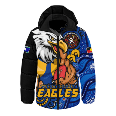 West Coast Eagles Hooded Padded Jacket Power Through Generations NAIDOC Edition