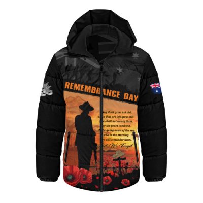 Australia Hooded Padded Jacket Remembrance Day Australia Honour The Fallen