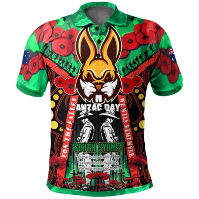 South Sydney Rabbitohs Watercolour Custom Hoodie - Remembrance Souths With Aboriginal Inspired Poppy Flower