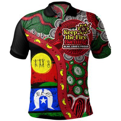 Australia Polo Shirt Naidoc Week Indigenous Culture Inspired Dot Art Painting With Hunting