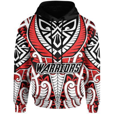 New Zealand Warriors Hoodie - Custom New Zealand Warriors Ruby Maori Patterns Hoodie