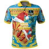 Gold Coast Titans Christmas Polo Shirt - Custom Merry Titans Christmas Indigenous Polo Shirt