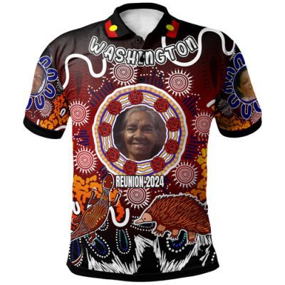 Washington Family Reunion Aboriginal Polo Shirt - Rose Mary With Goanna And Echidna Dot Painting Art Polo Shirt