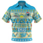 Gold Coast Titans Christmas Aboriginal Custom Polo Shirt - Indigenous Knitted Ugly Xmas Style Polo Shirt