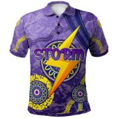 Melbourne Storm Polo Shirt - Custom Anzac Remembrance Melbourne Storm Aboriginal Inspired Patterns Polo Shirt