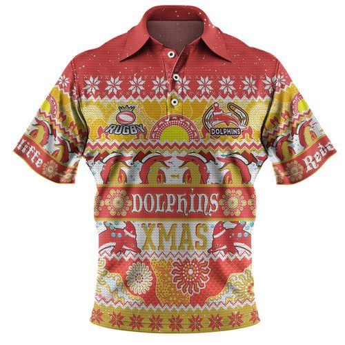 Redcliffe Dolphins Christmas Aboriginal Custom Polo Shirt - Indigenous Knitted Ugly Xmas Style Polo Shirt Redcliffe Dolphins Christmas Aboriginal Custom Polo Shirt - Indigenous Knitted Ugly Xmas Style Polo Shirt