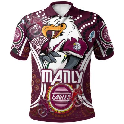 Manly Warringah Sea Eagles Polo Shirt - Super Manly With Indigenous Culture Polo Shirt