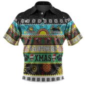 Penrith Panthers Christmas Aboriginal Custom Polo Shirt - Indigenous Knitted Ugly Xmas Style Polo Shirt