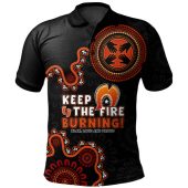 Australia Polo Shirt Naidoc Week 2024 Keep The Fire Burning Aboriginal Dot Art Inspired