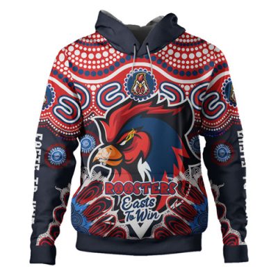 Sydney Roosters Custom Hoodie - Indigenous Sydney "Easts to Win" Aboriginal Inspired Patterns Hoodie