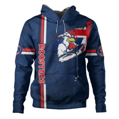 Sydney Roosters Hoodie - Happy Australia Day Flag Scratch Style