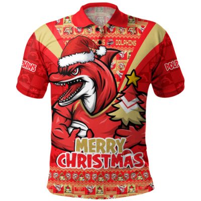 Redcliffe Dolphins Polo Shirt Merry Christmas Festive Spirit Edition