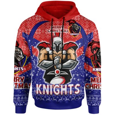Newcastle Knights Christmas Hoodie - Custom Merry Christmas Newcastle Knights Indigenous Hoodie
