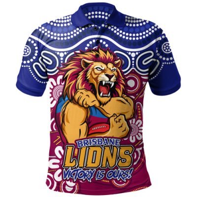 Brisbane Lions Polo Shirt Aboriginal Inspired Tough Fan Football For Life