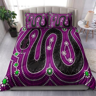 Australia Indigenous Bedding Set - Aboriginal inspired dreamtime snake