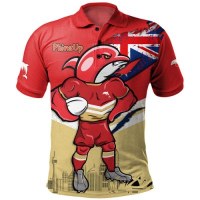 Redcliffe Dolphins Polo Shirt Custom For Die Hard Fan Australia Flag Scratch Style
