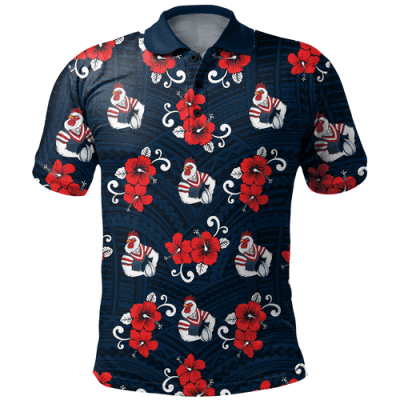 Sydney Roosters Polo Shirt - With Maori Pattern