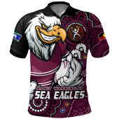 Manly Warringah Sea Eagles Polo Shirt Power Through Generations NAIDOC Edition