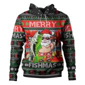 Australia Christmas Fishing Hoodie - Merrry Fishmas Angler Santa Claus Hoodie