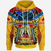Wellington Hurricanes Anzac Day Custom Hoodie - Remembrance Hurricanes With Maori Patterns And Poppy Flowers