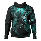 Indigenous Australian Aboriginal Hoodie Turquoise Dreaming Gecko Spirit