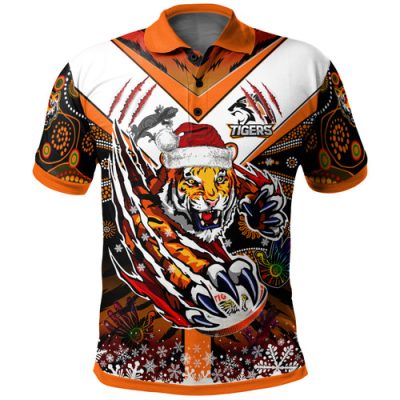 Australia Tigers Christmas Polo Shirt - Custom Merry Tigers Christmas Indigenous Hoodie