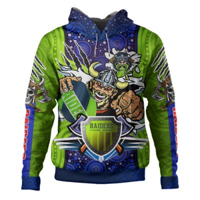 Canberra Raiders Custom Hoodie - Indigenous Vikings Power Scratch Style Hoodie