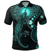 Australia Polo Shirt Turquoise Dreaming Gecko Spirit