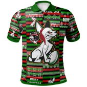 South Sydney Rabbitohs Polo Shirt - South Sydney Rabbitohs Merry Christmas With Snowflake Pattern Polo Shirt