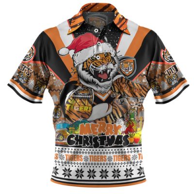 Wests Tigers Christmas Custom Polo Shirt - Tigers Santa Aussie Big Things Polo Shirt