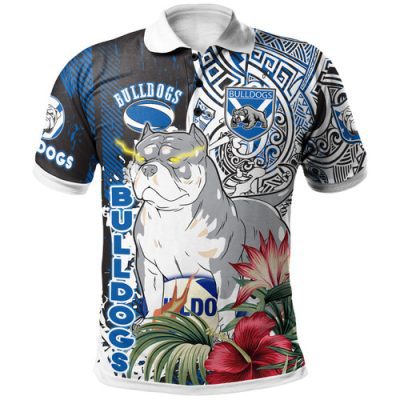 Australia Canterbury-Bankstown Polynesian Polo Shirt - Custom Super Canterbury-Bankstown With Polynesian Tribal Pattern And Hibiscus Flower Polo Shirt