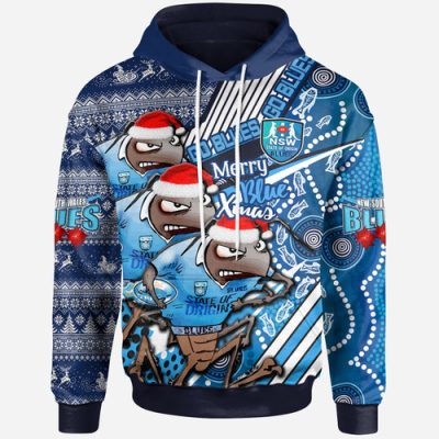 Cane Toads Blue Xmas Hoodie - Custom series NSW Cockroaches Cockroach's Army Indigenous Fishing Hoodie