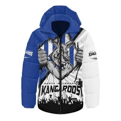 North Melbourne Hooded Padded Jacket Breaking Through Fan Design