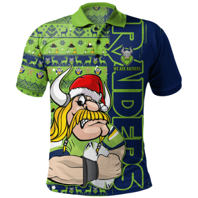 Canberra Raiders Polo Shirt Merry Ugly Xmas Nordic Pattern Style
