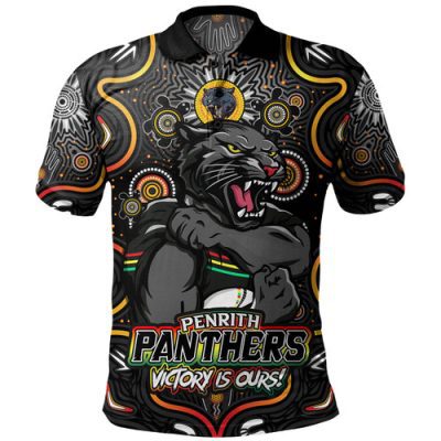 Penrith Panthers Polo Shirt Aboriginal Pattern Inspired Victory Is Ours